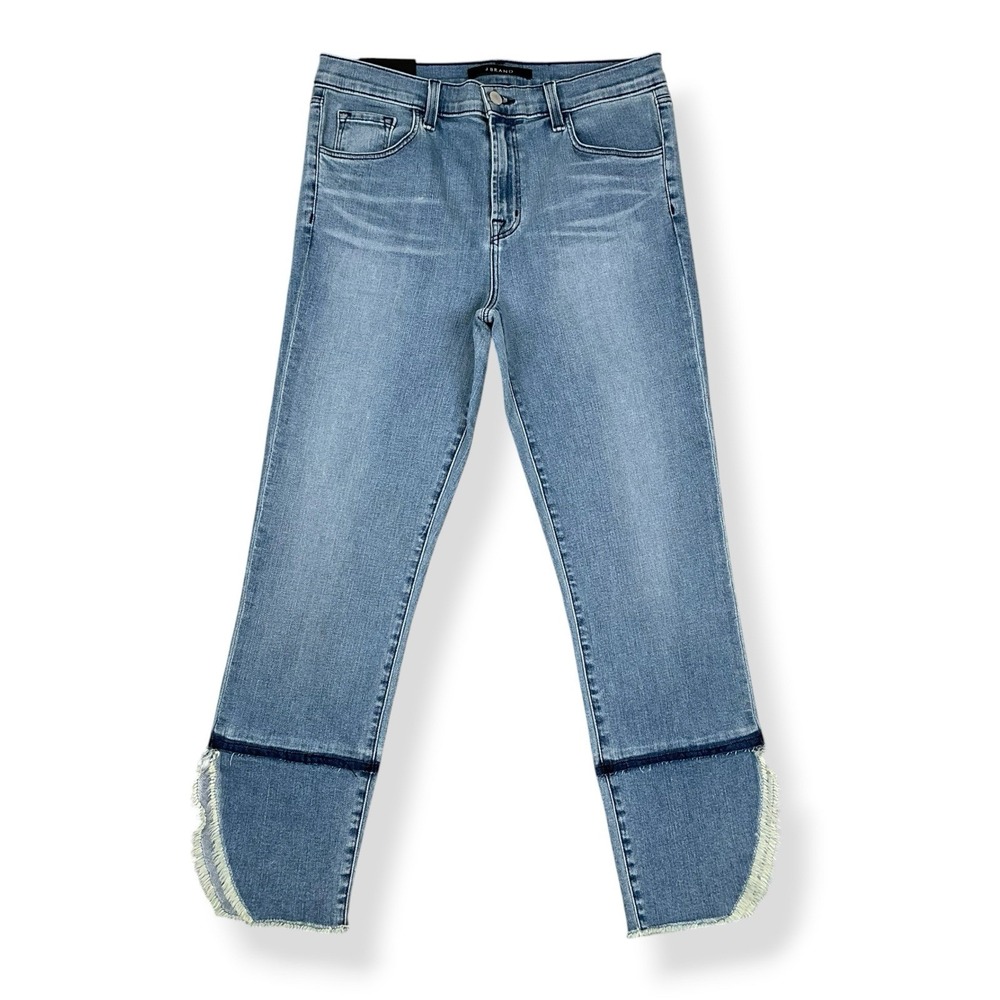 J Brand Jeans Women 28 Blue Ruby High Rise Crop Cigarette Denim Frayed Ankle NWT
